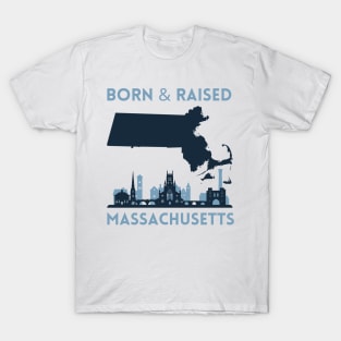 Born and raised Massachusetts Id rather be in Boston MA skyline state trip T-Shirt